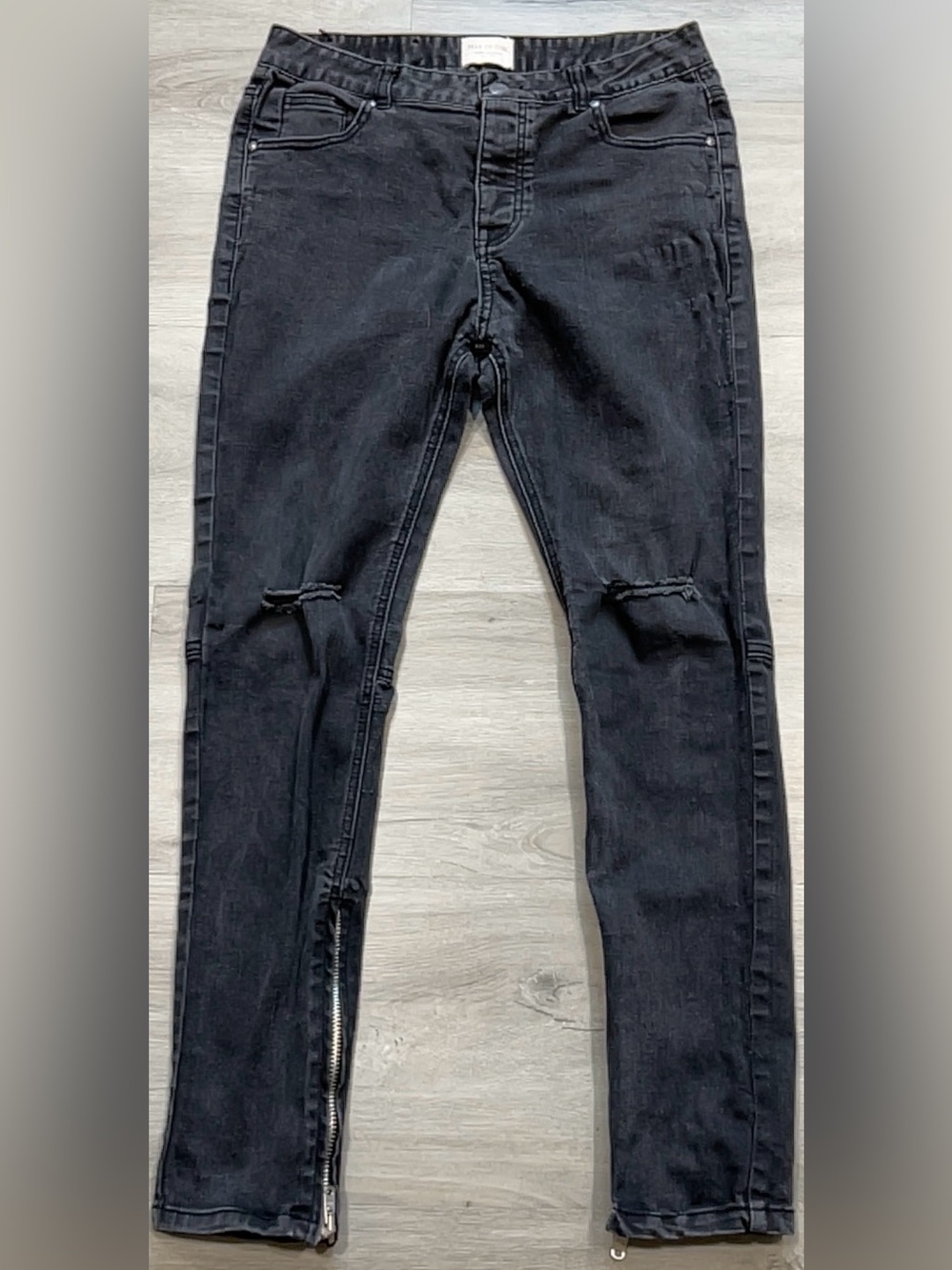 Fear of God 4th Collection Black Denim Jeans Size 30 Distressed Ankle Zips USA